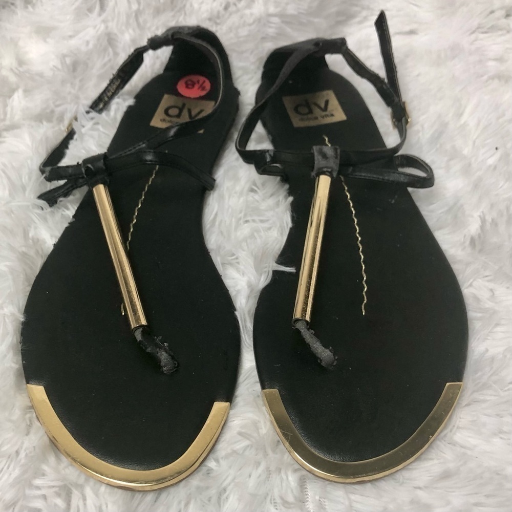 Dolce Vita Leather Sandals Black and Gold Size 8.5 - Picture 3 of 7